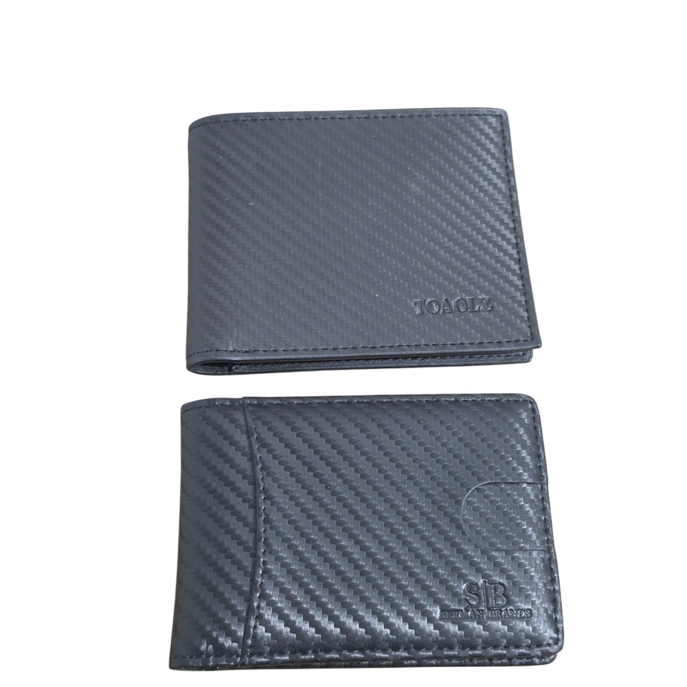 Carbon Fiber Style RFID Wallet Money Clip Black Minimalist Bifold Wallet